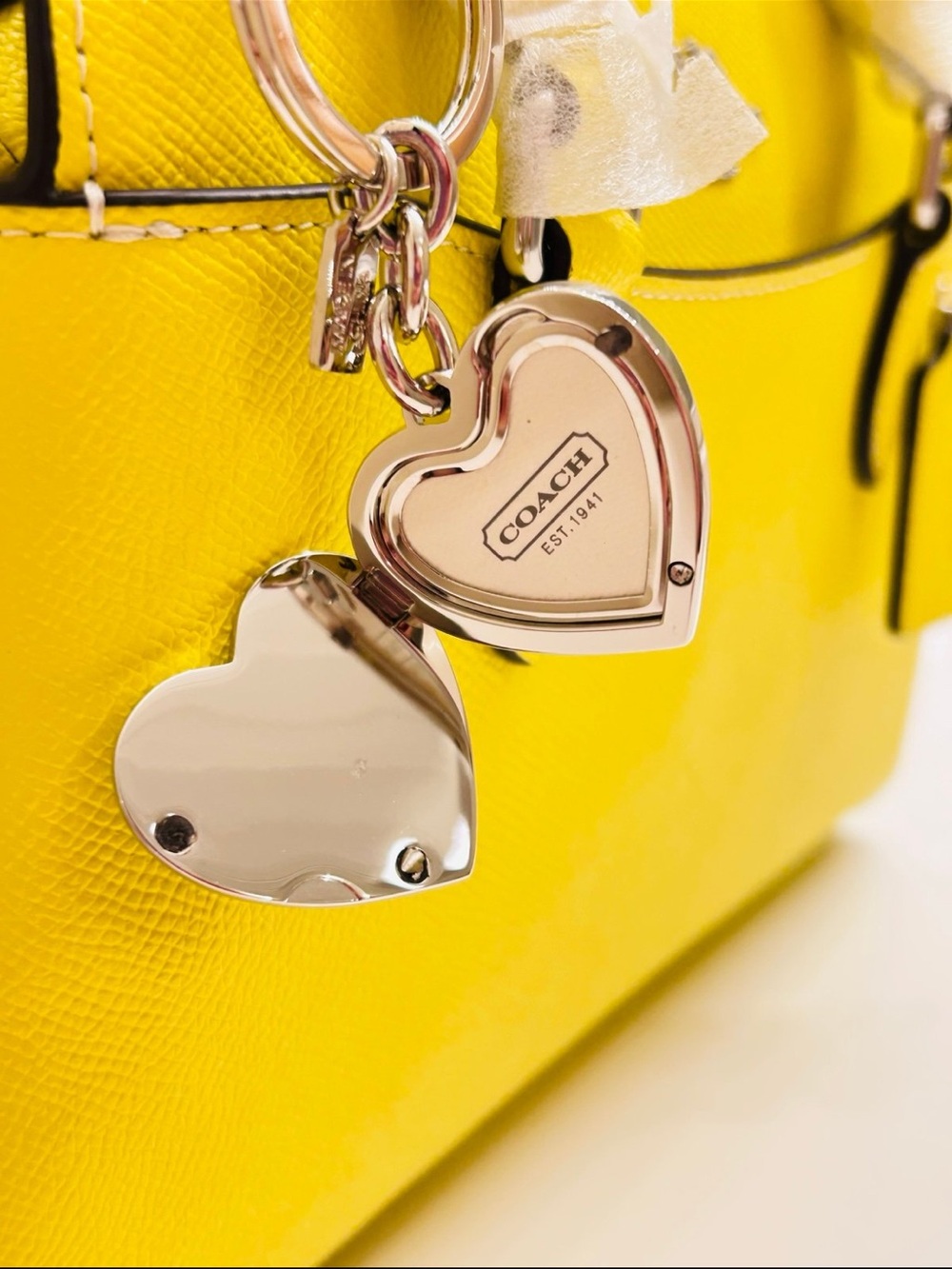 Coach Heart Picture Frame Keychain/ Bag Charm - Gem